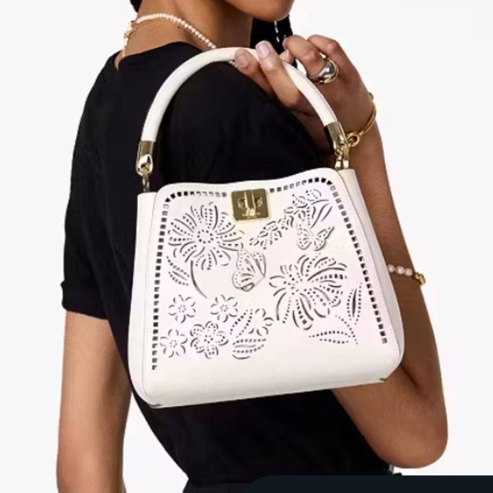 Kate Spade Floral Cutout Bag W/3-D Butterfly Effect;W/DUST BAG, NWT; STUNNING! - Picture 3 of 10